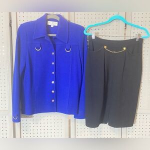 St. John Collection Blue and Black Skirt Set